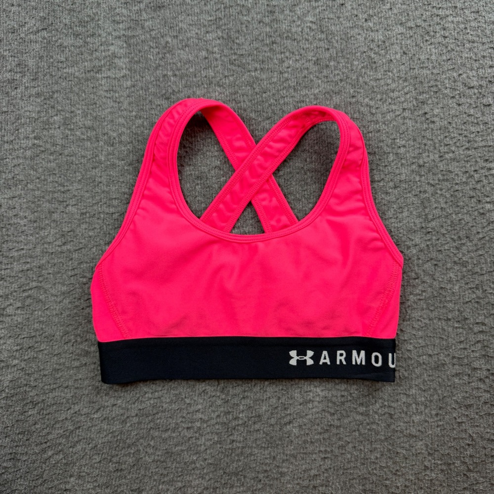 Under Armour Sports Bra Women's XS Pink Mid Keyhole Compression Racerback